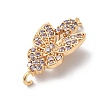 Brass Micro Pave Cubic Zirconia Connector Charms KK-C062-053G-02-2