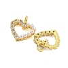 Heart Rack Plating Brass Micro Pave Cubic Zirconia Charms KK-U021-13A-G-2