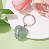 Natural Green Aventurine & Brass Heart Pendant Keychains KEYC-JKC00658-01-2