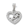 Ion Plating(IP) 304 Stainless Steel Micro Pave Cubic Zirconia Pendants STAS-Z107-04P-10-1