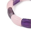 Natural Amethyst & Rose Quartz Bead Stretch Bracelets for Women Men BJEW-C097-02A-17-3