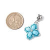Dyed Synthetic Imperial Jasper & Glass Seed Beaded Star European Dangle Charms PALLOY-MZ00693-01-2