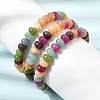 Dyed Natural White Jade Rainbow Rondelle Beaded Stretch Bracelets for Women GG-CBA3F02-04-3