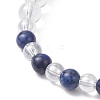 Glass & Natural Lapis Lazuli Beaded Stretch Bracelets for Women Men BJEW-JB12693-01-4
