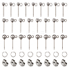  90Pcs 3 Size 202 Stainless Steel Ball Stud Earring Findings STAS-TA0002-22-2