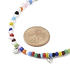 Bohemian Round Glass Seed Beaded Necklaces with Antique Silver Tone Alloy Heart Charms NJEW-JN05216-5