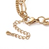 PVD Vacuum Plating 304 Stainless Steel Double Chains Multi Layered Necklace with Rings Charm for Women STAS-E155-18G-3