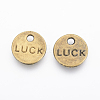 Flat Round Carved Word Luck Tibetan Style Message Charms X-TIBEP-A123975-AB-FF-2