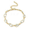 Brass Enamel Flat Round Evil Eye Link Chain Bracelets for Women BJEW-G764-01G-03-4