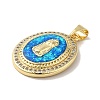 Rack Plating Brass Micro Pave Cubic Zirconia with Synthetic Opal Pendants KK-D088-14G-3