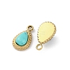 Real 14K Gold Plated 304 Stainless Steel Pave Synthetic Turquoise Teardrop Charms STAS-R005-04G-2