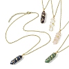 Natural Mixed Gemstone Faceted Bullet Shape Copper Wire Star Wrapped Pendant Necklaces NJEW-JN05024-01-1