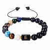10MM Natural Black Obsidian Alphabet Beaded Braided Bracelets TO2319-5-1