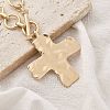 Alloy Textured Cross Pendant Ring Link Chain Necklaces for Women NJEW-B120-03-3