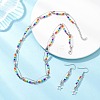 Chakra Glass Beads Dangle Earrings & Necklaces Sets SJEW-JS01364-1
