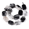 Natural Black Rutilated Quartz Beads Strands G-C098-A17-01-3