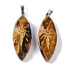 Natural Tiger Eye Gold Sun Pattern Pendants G-L524-14P-04-1