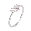 304 Stainless Steel Letter W Finger Ring for Women RJEW-C086-07-P-1