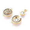 Brass Pave Clear Cubic Zirconia Magnetic Clasps KK-N287-08G-3