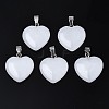 Heart Natural White Jade Pendants G-Q438-01-1