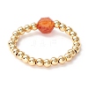 Natural Topaz Jade and Brass Beads Stretch Ring for Girl Women RJEW-JR00401-2