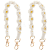 Polyester Woven Flower Wrist Strap Lanyard HJEW-WH20010-03G-01-1