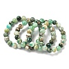 Natural Green Line Jasper Round Beaded Stretch Bracelets for Women BJEW-F535-02C-4