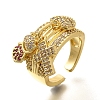 Rack Plating Brass Micro Pave Cubic Zirconia Cuff Finger Rings for Women RJEW-M028-28G-2