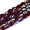 Transparent Electroplate Glass Beads Strands EGLA-N023-6x8mm-A10-1
