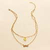 Acrylic Butterfly with Alloy 2021 Pendant Double Layer Necklaces for Women WG9E726-05-1