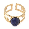 Oval Natural Lapis Lazuli Finger Rings RJEW-Z057-11G-03-2