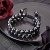 Synthetic Hematite Braided Bead Bracelet BJEW-SW00001-18-3