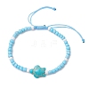 Synthetic Turquoise & Glass Seed Braided Bead Bracelets BJEW-JB11153-01-1