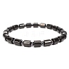 Iron & Synthetic Hematite Column Beaded Stretch Bracelet RD5622-2-1