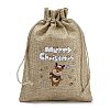 Christmas Printed Burlap Packing Pouches Drawstring Bags ABAG-Q053-02B-05-3