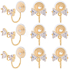 10Pcs Brass Micro Pave Clear Cubic Zirconia Clip-on Earring Findings KK-BBC0022-19-1