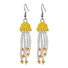304 Stainless Steel Glass Seed Beaded Jellyfish Dangle Earrings EJEW-MZ00435-3