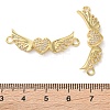 Rack Plating Brass Clear Cubic Zirconia Wing Heart Connector Charms KK-C084-12G-3