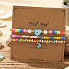 3Pcs Glass Seed Bead & Resin & Brass Braided Bead Bracelets LW3639-5-1