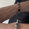 Synthetic Non-magnetic Hematite & Natural Gemstone Beads Stretch Bracelets for Women Men LS-TK7593-3