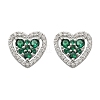 Heart Brass Micro Pave Cubic Zirconia Stud Earrings EJEW-M082-15P-3