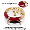 3Pcs 3 Colors Acrylic Curved Tube Beaded Stretch Bracelets Set for Women BJEW-AN0001-22-3