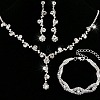 Brass Rhinestones Necklaces & Earring & Bracelets Sets for Women WGF929C-04-4