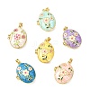 6Pcs 6 Colors Brass Enamel Locket Pendants KK-CJ0005-72-8