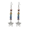 Colorful Natural Dyed Lava Rock Disc Beaded Dangle Earrings EJEW-JE05617-4