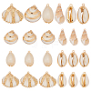 24Pcs 6 Styles Electroplated Natural Mixed Shell Pendants SSHEL-ME0001-03-1
