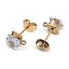 Ion Plating(IP) 304 Stainless Steel Cubic Zirconia Stud Earring Findings STAS-P373-06C-04-2