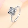 Square Rhodium Plated 925 Sterling Silver Pave 6.5x3.9mm Moissanite Finger Rings for Women WG02E28-04-3