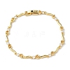 Brass Micro Pave Clear Cubic Zirconia Heart & Twist Link Chain Bracelets for Women BJEW-G764-06G-4