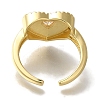 Rack Plating Heart Brass Clear Cubic Zirconia Open Cuff Rings RJEW-S411-08G-3